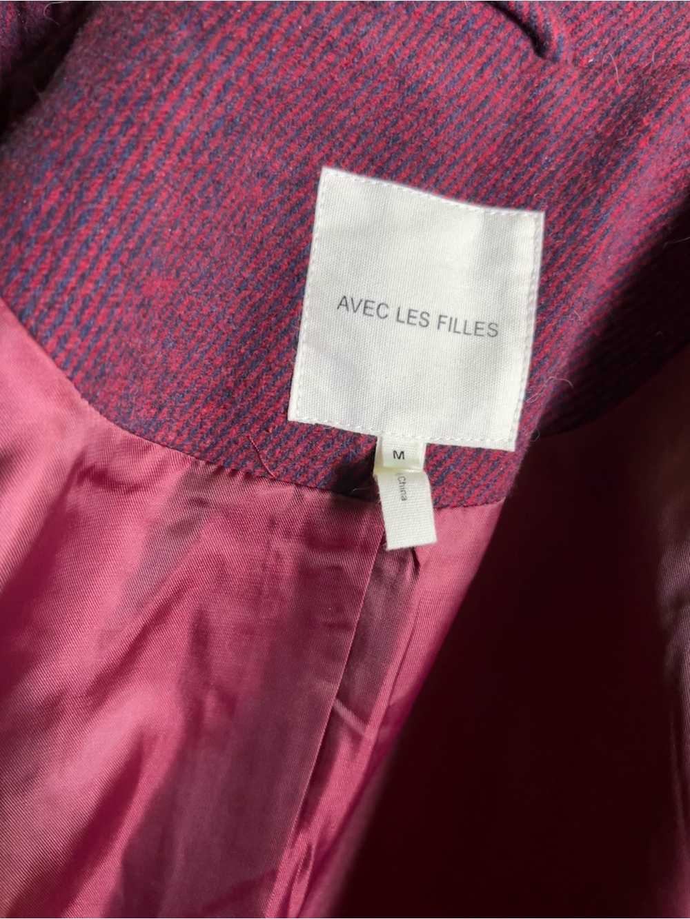 Women's Plum Acrylic Blend Single-Breasted Coat - Picture 12 of 12